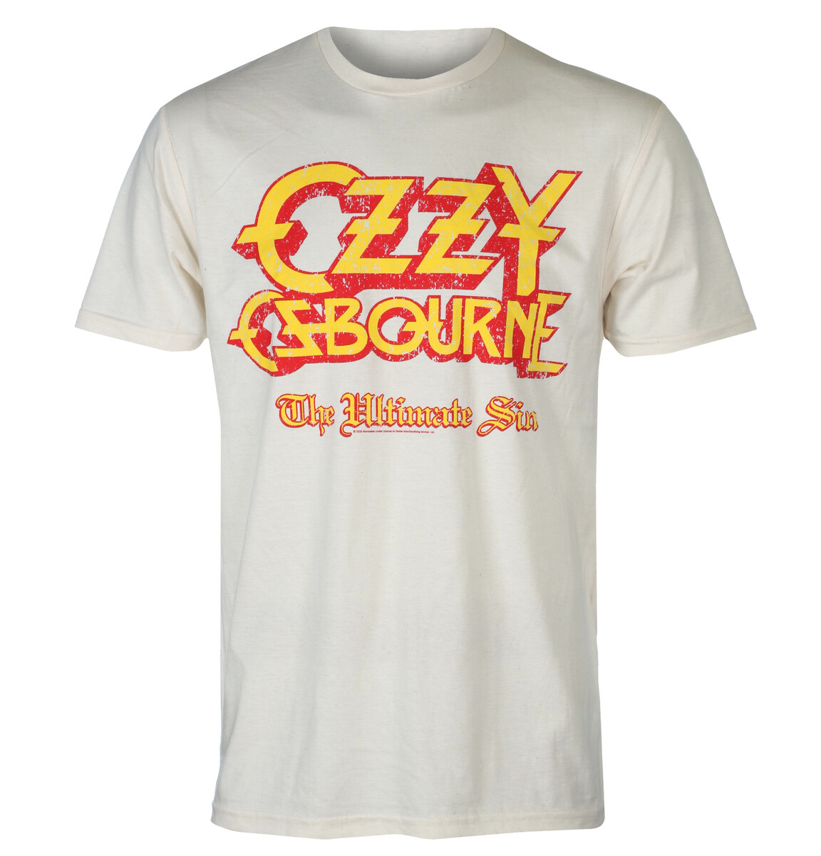 pánské tričko Ozzy Osbourne - Logo Ultimate Sin - béžové - LOW FREQUENCY S