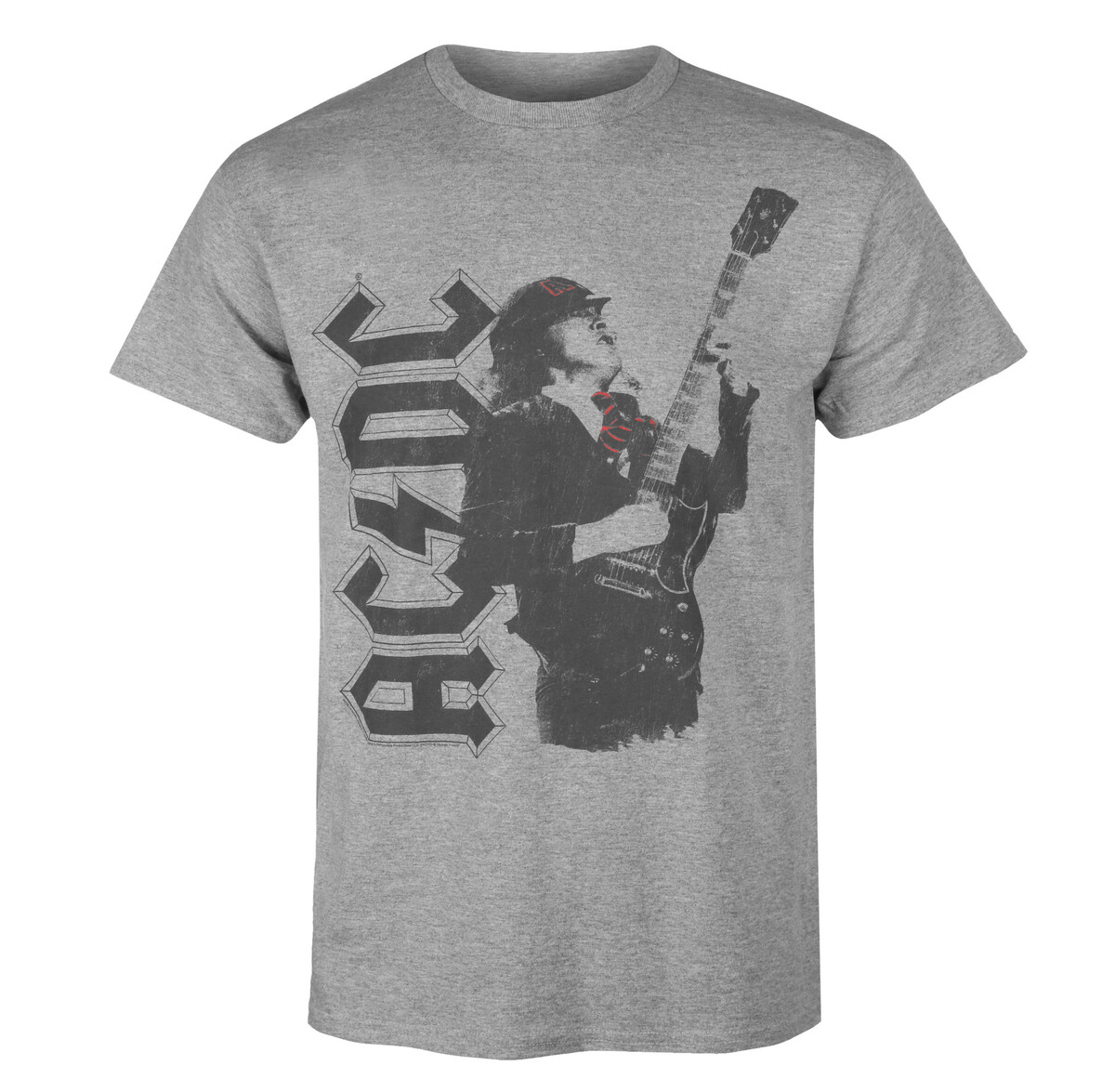 pánské tričko AC/DC - Angus Solo - šedé - LOW FREQUENCY S