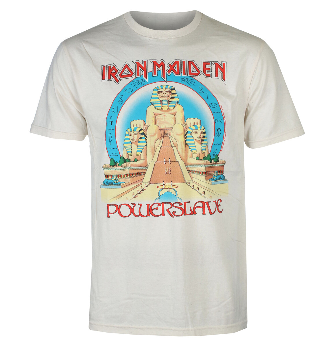 pánské tričko Iron Maiden - Powerslave - béžové - LOW FREQUENCY S