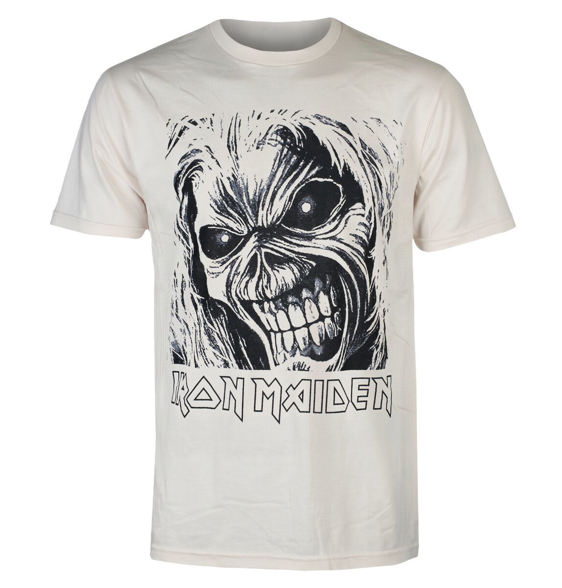pánské tričko Iron Maiden - Eddie Boxed - béžové - LOW FREQUENCY S
