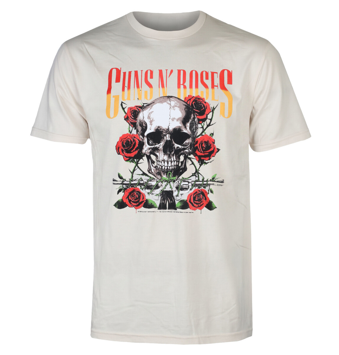 pánské tričko Guns N'Roses - Rose Skull - béžové - LOW FREQUENCY S