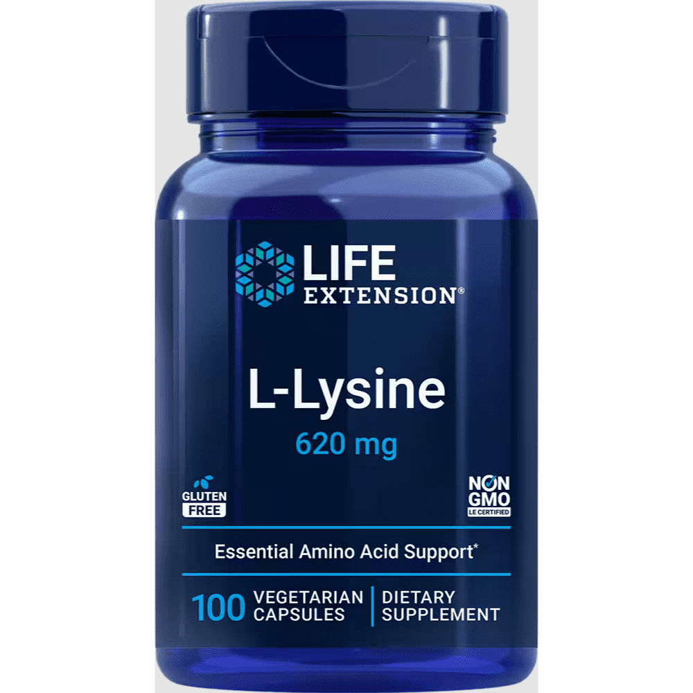 Life Extension L-lysin, 620 mg, 100 rostlinných kapslí