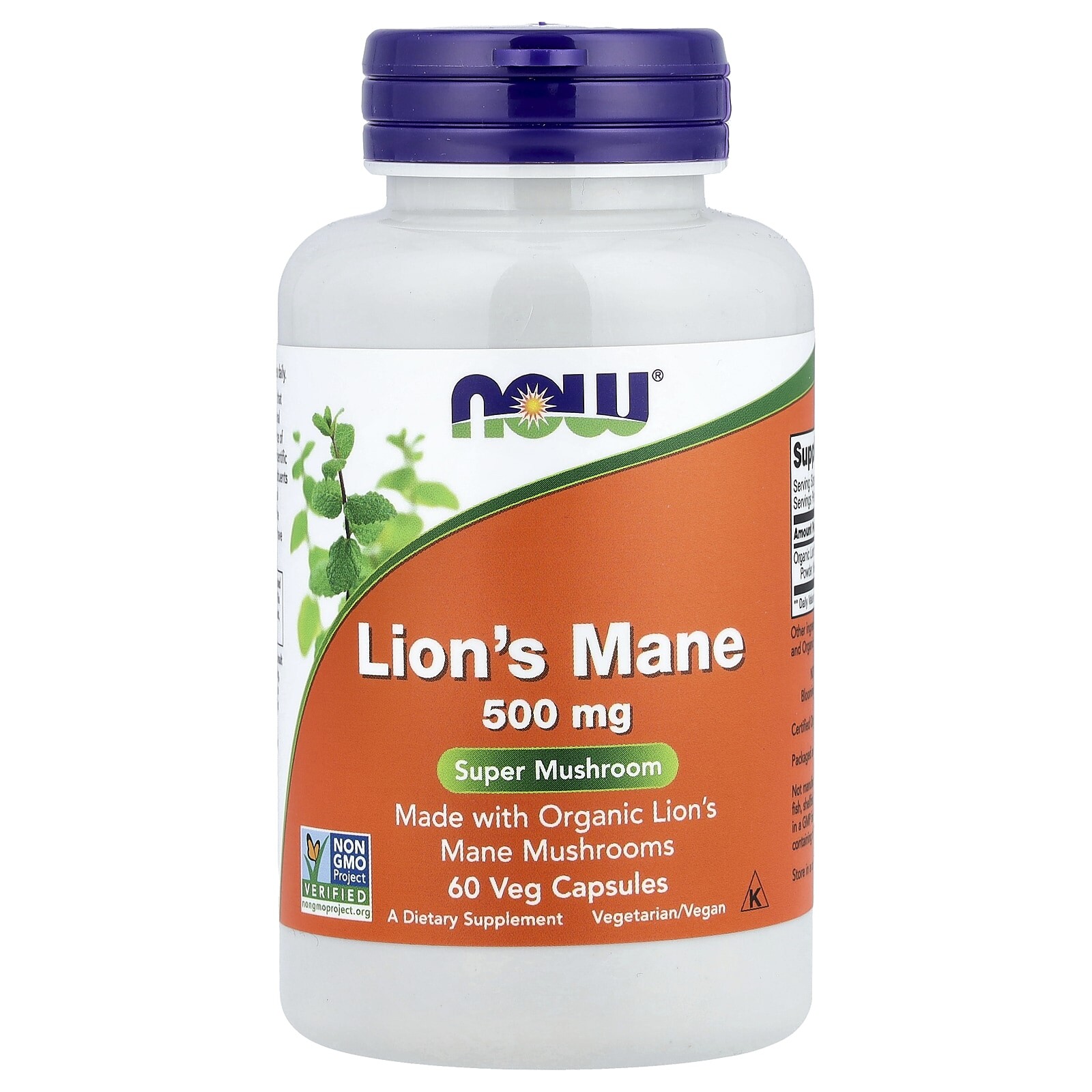 Now® Foods NOW Lion's Mane (korálovec ježatý), 500 mg, 60 rostlinných kapslí