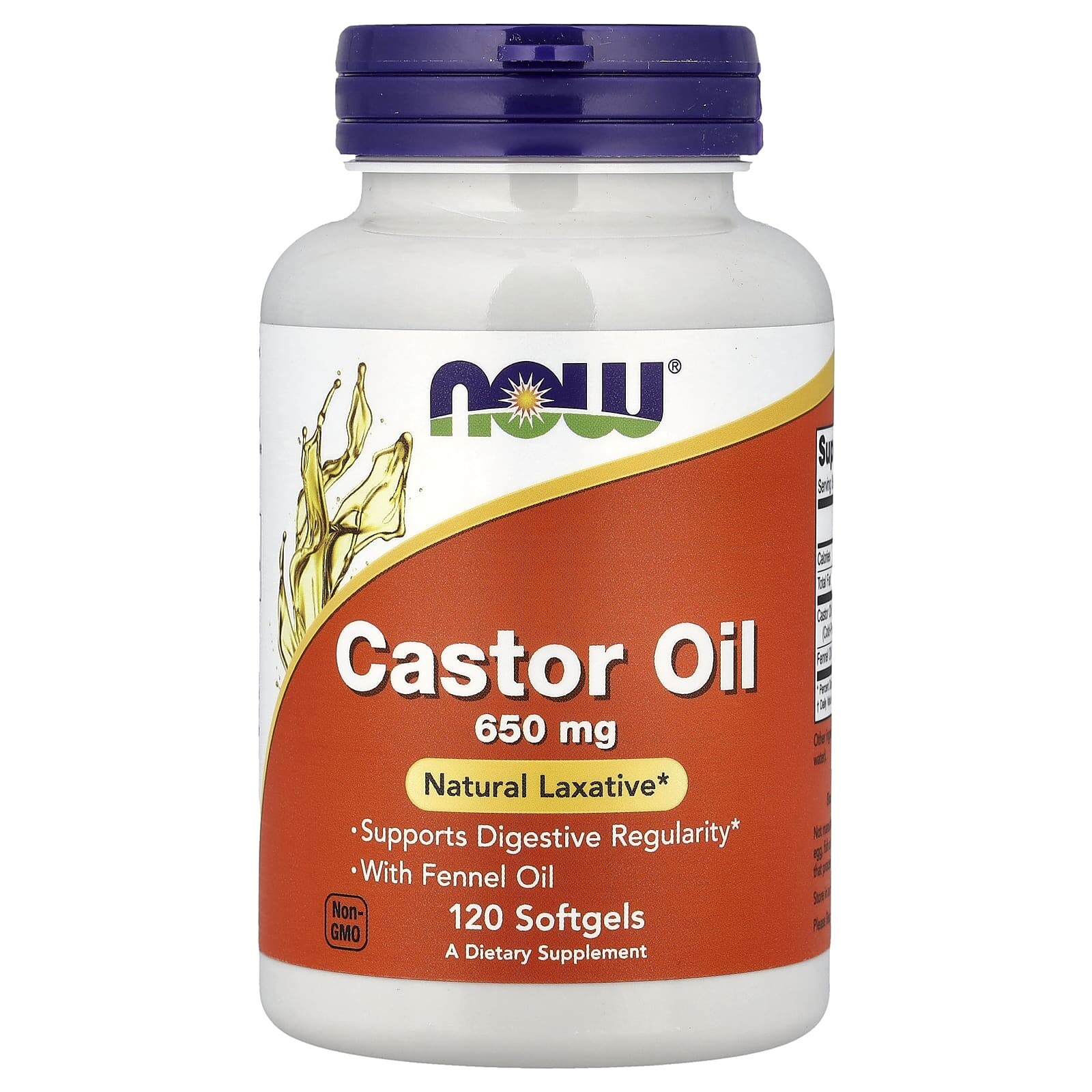 Now® Foods NOW Castor olej, 650 mg, 120 softgelových kapslí