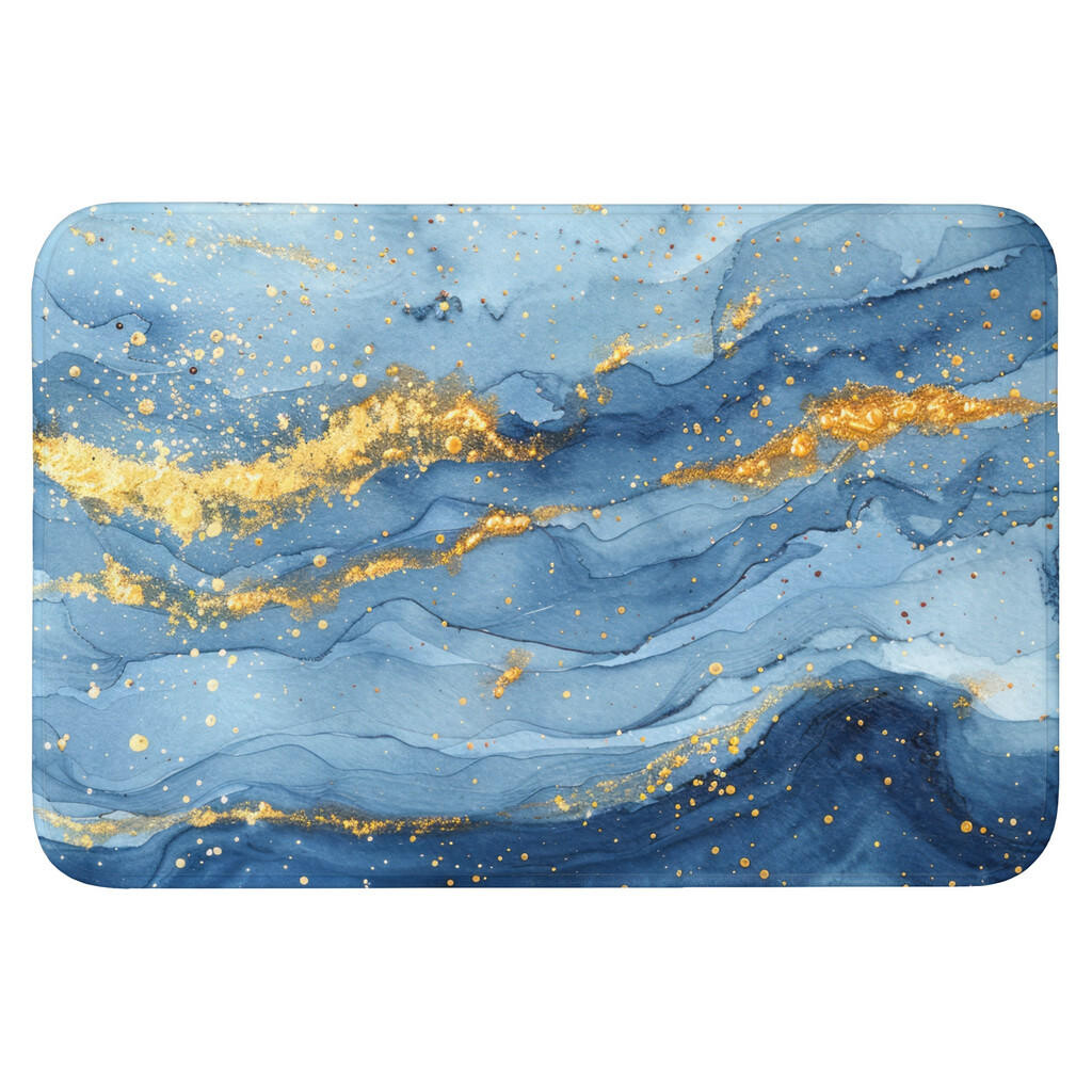 OnlyWow WC PŘEDLOŽKA Akvarel - modrá - umění - zlatá - luxusní - moderní 90x60 cm