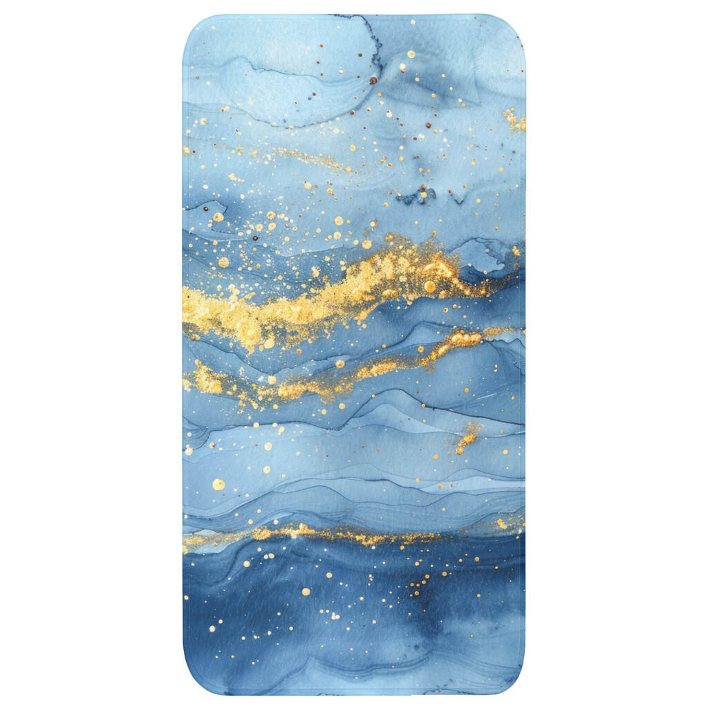 OnlyWow KOUPELNOVÁ PŘEDLOŽKA Akvarel - modrá - umění - zlatá - luxusní - moderní 60x120 cm