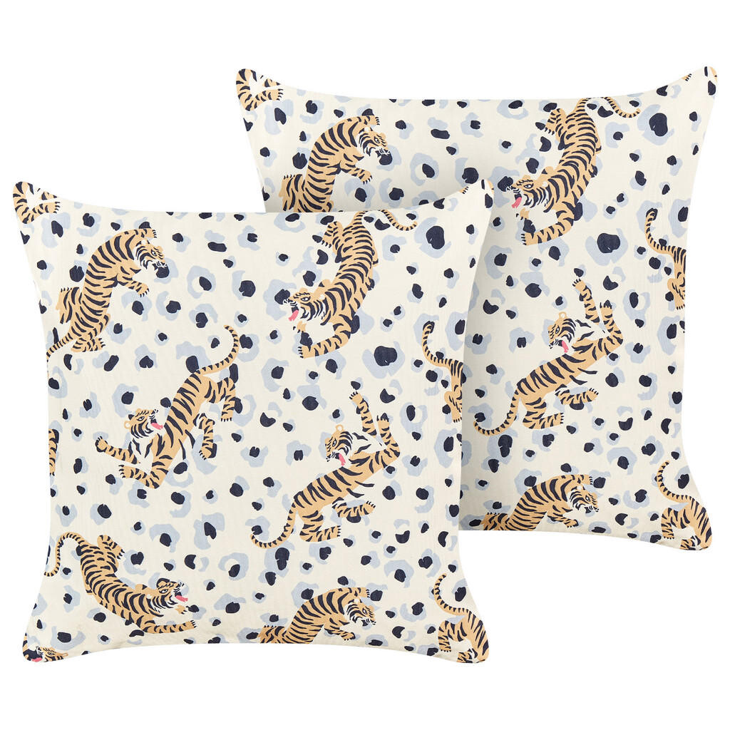 Beliani ZAHRADNÍ POLŠTÁŘ sada 2 ks Tigermotiv vícebarevný 45/45 cm Arenzano