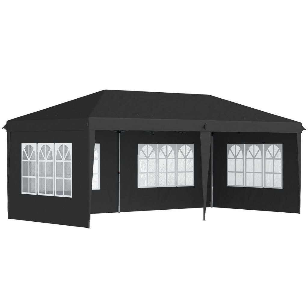 Outsunny PAVILON cca 3x6 m Vodotěsný skládací pavilon typu pop-up se 4 bočními stěnami, okna