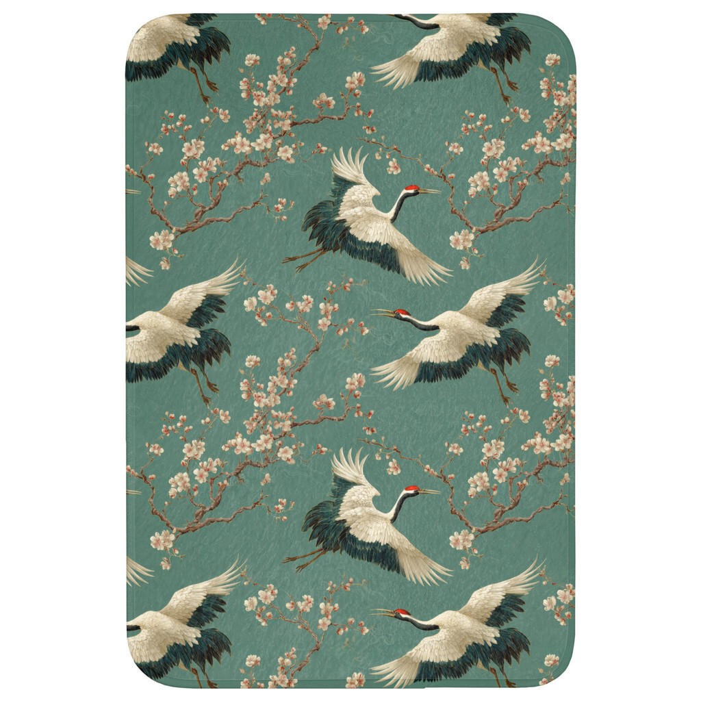 OnlyWow KOUPELNOVÁ PŘEDLOŽKA Třešňový květ - Těhotenské květiny - Zelená 60x90 cm