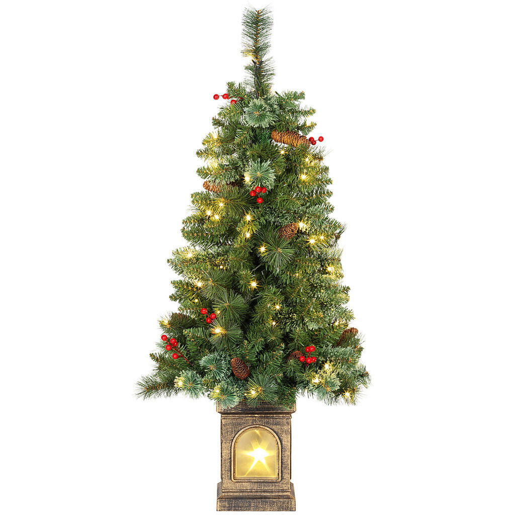 HOMCOM UMĚLÝ vánoční stromek 120 cm Umělý smrk se 100 LED diodami a 8 režimy