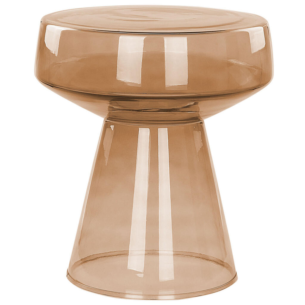 Beliani PŘÍSTAVNÝ STOLEK Rauchglas zlatohnědý kulatý 37 cm Laguna