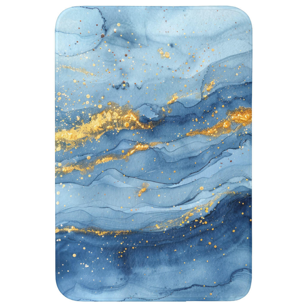 OnlyWow WC PŘEDLOŽKA Akvarel - modrá - umění - zlatá - luxusní - moderní 60x90 cm