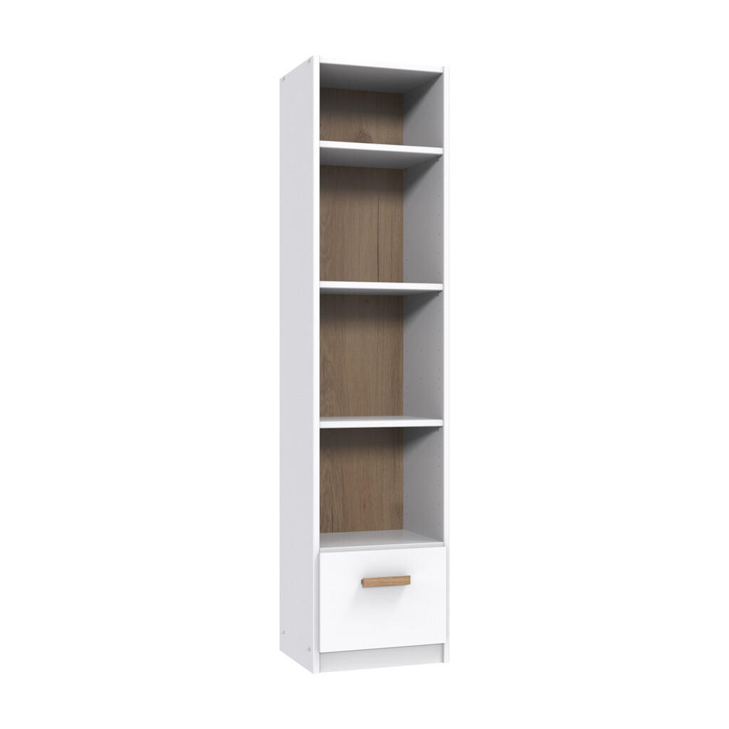 luma-home STOJAN s zásuvkami Š47/V197/H40 cm, ladící k dětskému pokoji v provedení bílá a dub (22811, 22812, 22813) / 22814-04