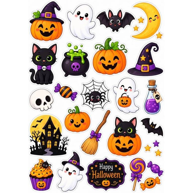Jedlý papír k vystříhnutí veselé dětské obrázky Halloween - PICTURE