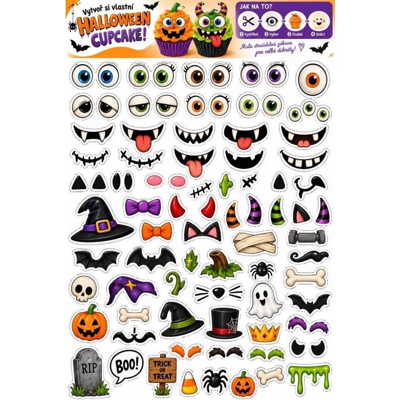 Jedlý papír k vystříhnutí Halloween – vytvoř si vlastní cupcake - PICTURE
