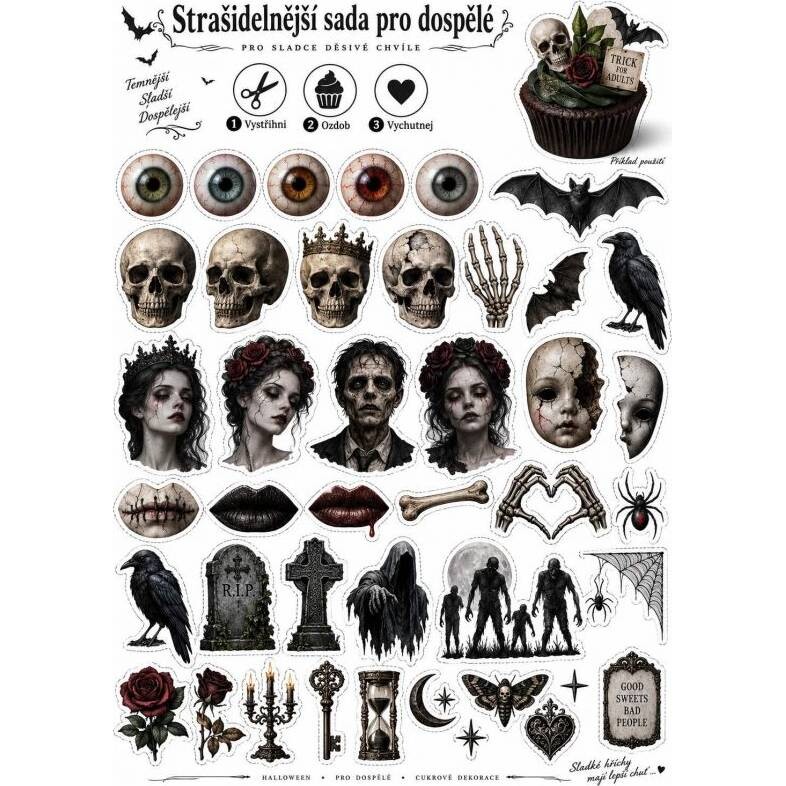Jedlý papír k vystříhnutí Halloween – strašidelná sada pro dospělé - PICTURE