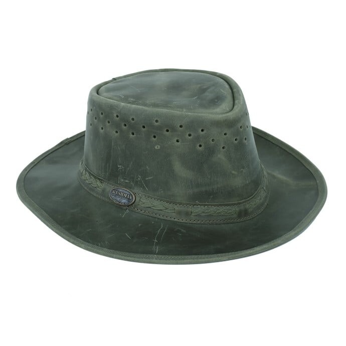 Unisex kožený klobouk bushman airflow tmavě zelená s