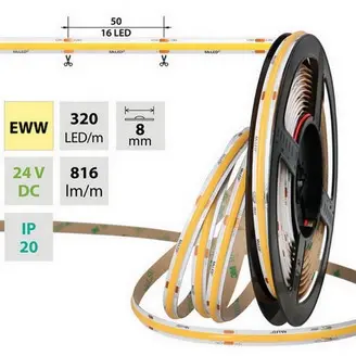 LED pásek McLED 24V COB teplá bílá 320LED/m 8W/m CRI90 8mm ML-126.115.90.2