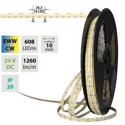 CCT LED pásek McLED 24V COB teplá+studená bílá 608LED/m 14W/m CRI90 10mm ML-127.641.90.2