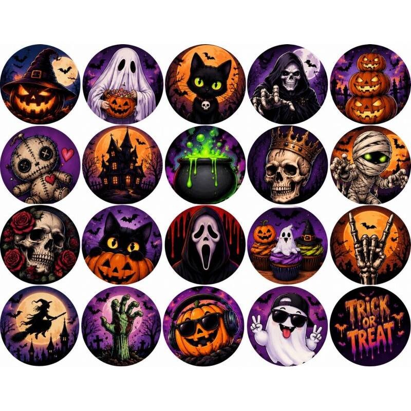 Jedlý papír Halloweenské postavičky na cupcakes - PICTURE