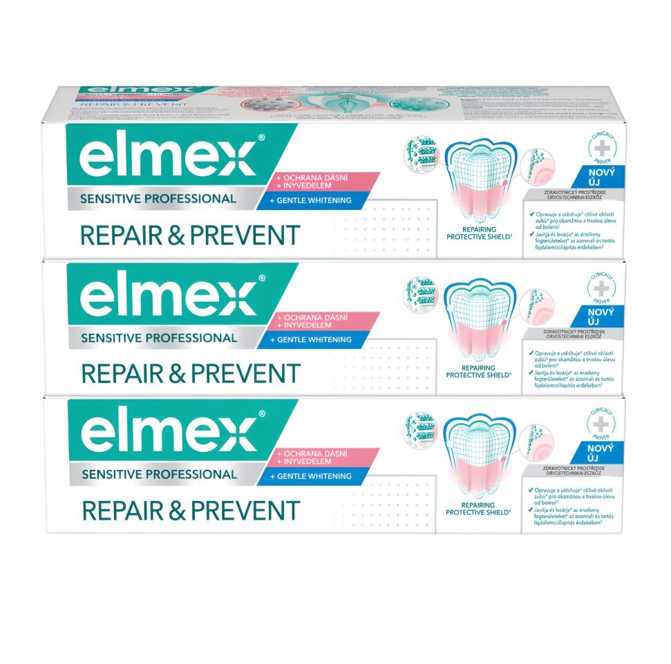Elmex Zubní pasta Repair & Prevent Gentle White 3 x 75 ml