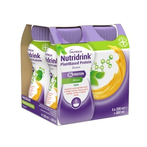 NUTRIDRINK PLANTBASED PROTEIN 2.0 S PŘÍCHUTÍ DÝNĚ/MRKEV/ZÁZVOR perorální roztok 4X200ML