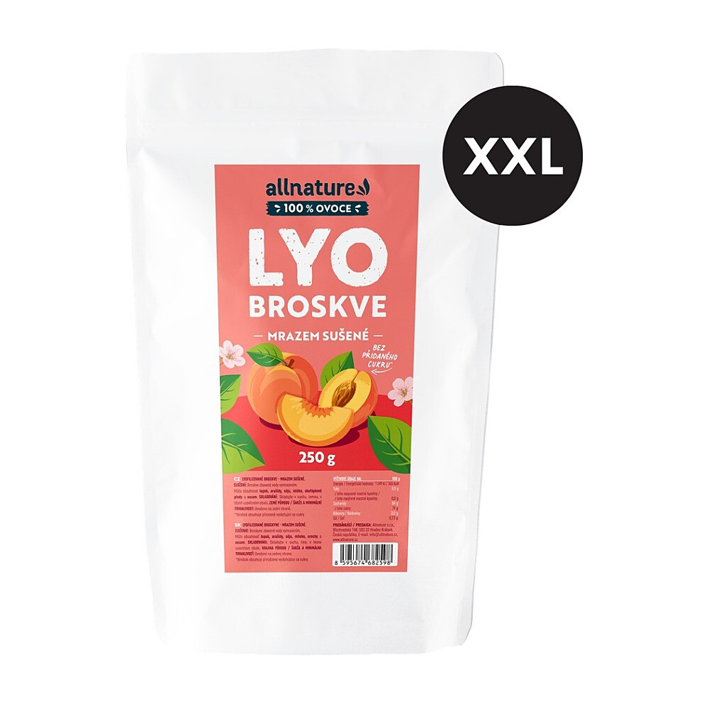 ALLNATURE Broskev sušené mrazem XXL 250 g