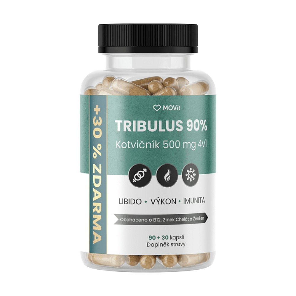 MOVIT ENERGY Tribulus 90% Kotvičník 500 mg 4v1, 90 + 30 kapslí