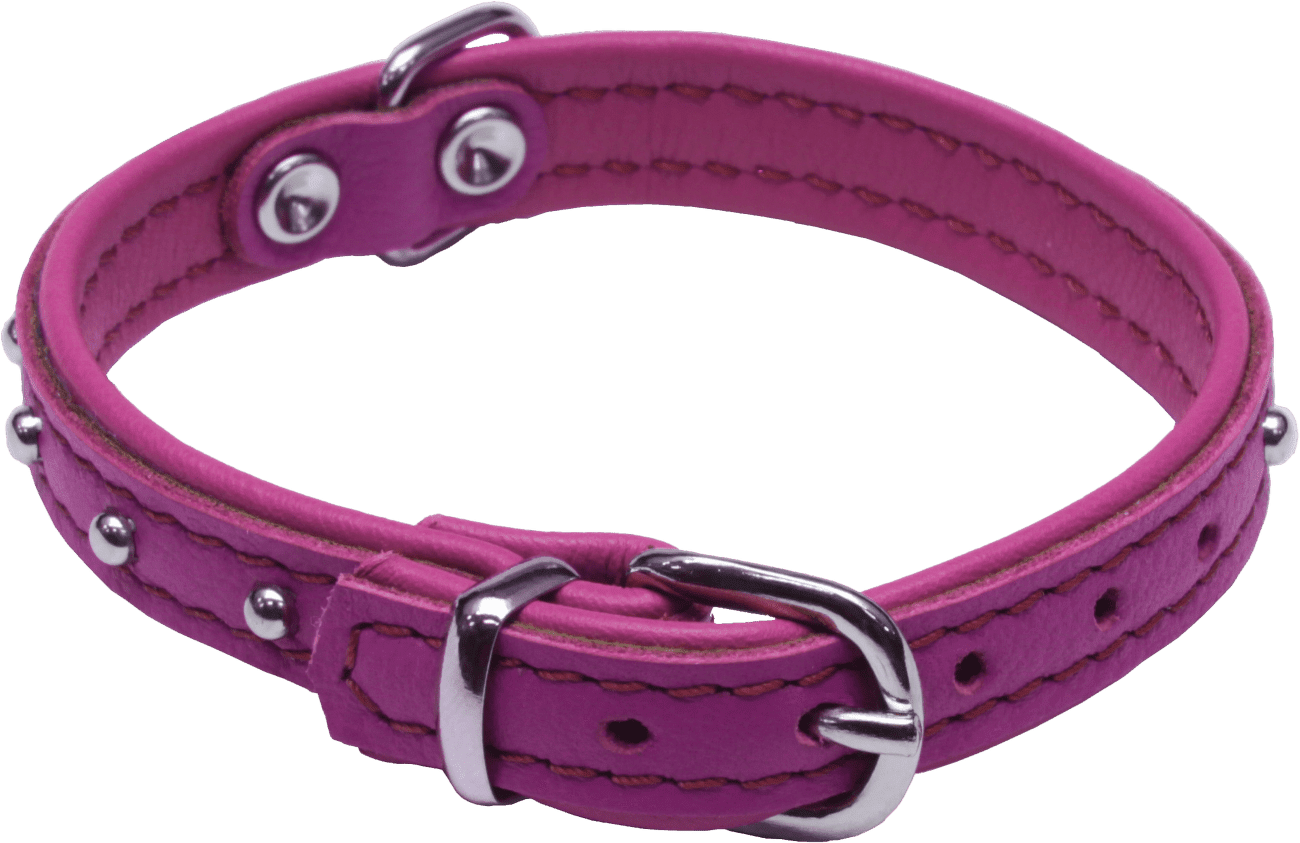 Kožený obojek BaF Denys 32cm fuchsiový