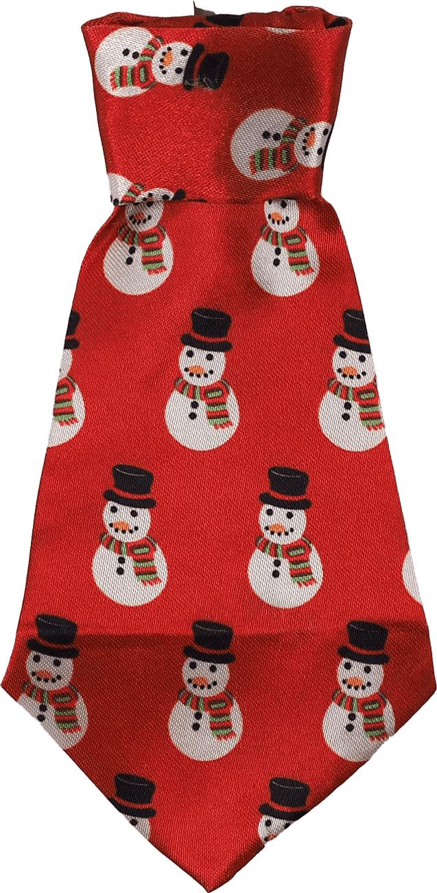 Kravata Dog Fantasy Winter Tale se sněhuláky červená M/L