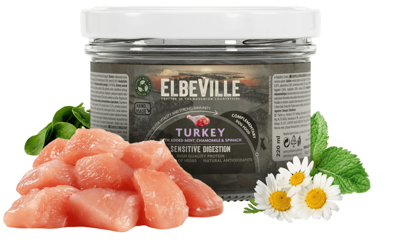 Sklenice Elbeville Sensitive Digestion krůtí s mátou, heřmánkem a špenátem 220ml