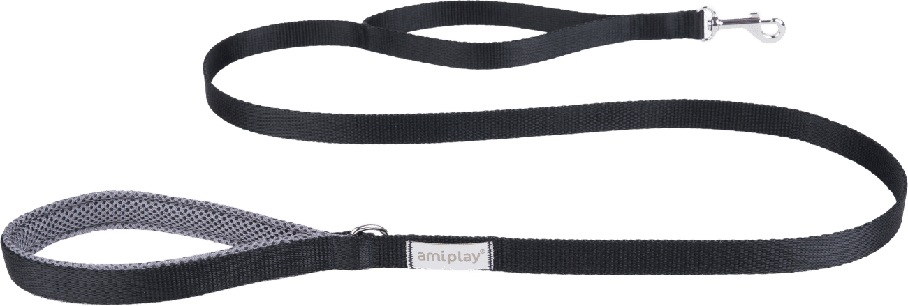 Vodítko pro psy Amiplay Samba černé S 150 cm × 1,5 cm