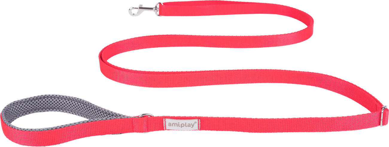 Vodítko pro psy Amiplay Samba Easy Fix nastavitelné červené S 160–300 cm × 1,5 cm