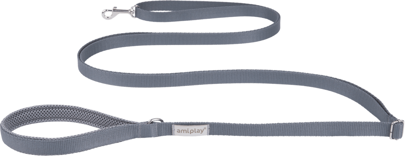 Vodítko pro psy Amiplay Samba Easy Fix nastavitelné šedé XL 160–300 cm × 2,5 cm