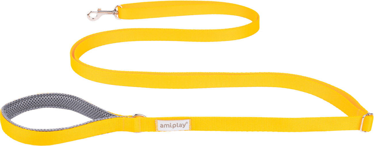 Vodítko pro psy Amiplay Samba Easy Fix nastavitelné žluté XL 160–300 cm × 2,5 cm