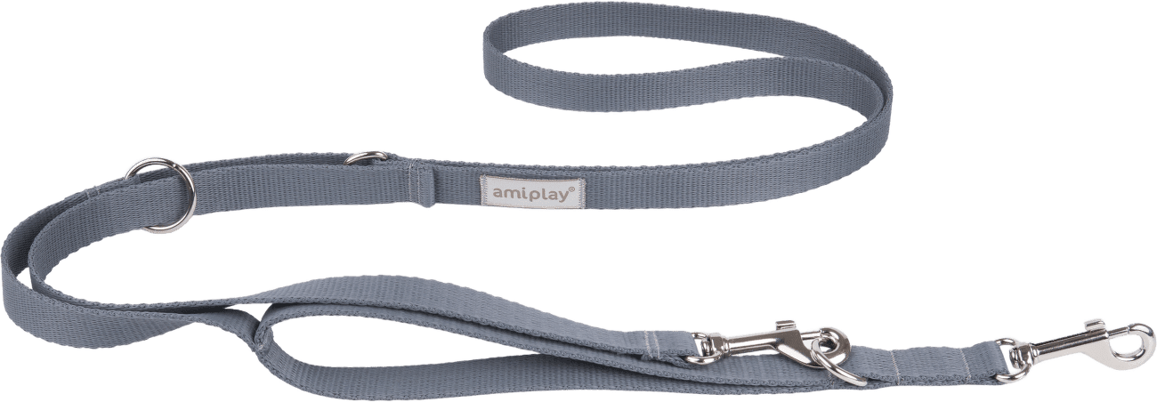 Vodítko pro psy Amiplay Samba 7v1 nastavitelné šedé XL 100–200 cm × 2,5 cm