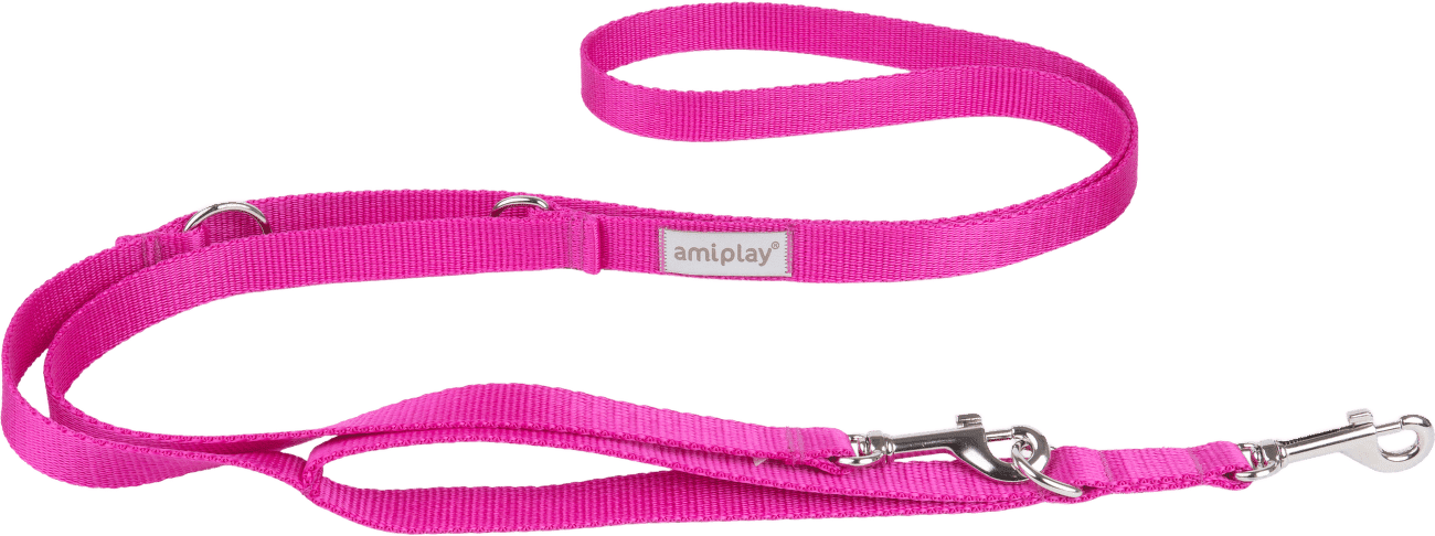 Vodítko pro psy Amiplay Samba 7v1 nastavitelné růžové XL 100–200 cm × 2,5 cm