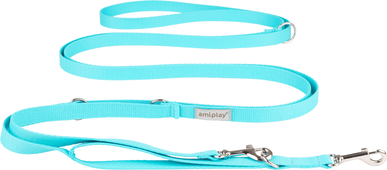 Vodítko pro psy Amiplay Samba 8v1 nastavitelné modré S 200–400 cm × 1,5 cm