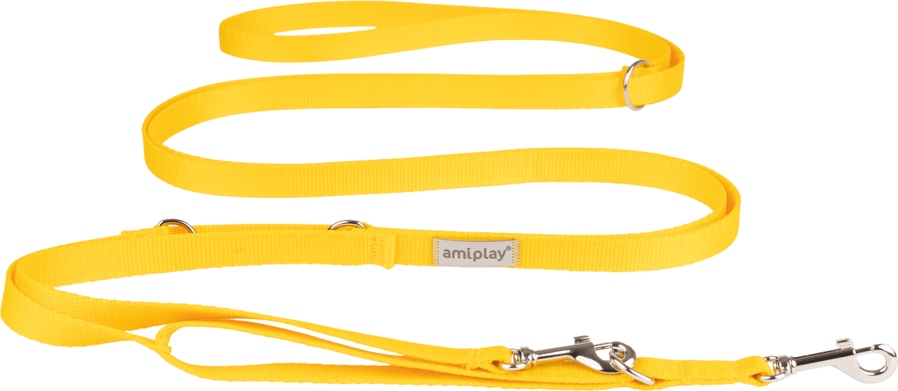Vodítko pro psy Amiplay Samba 8v1 nastavitelné žluté XL 200–400 cm × 2,5 cm
