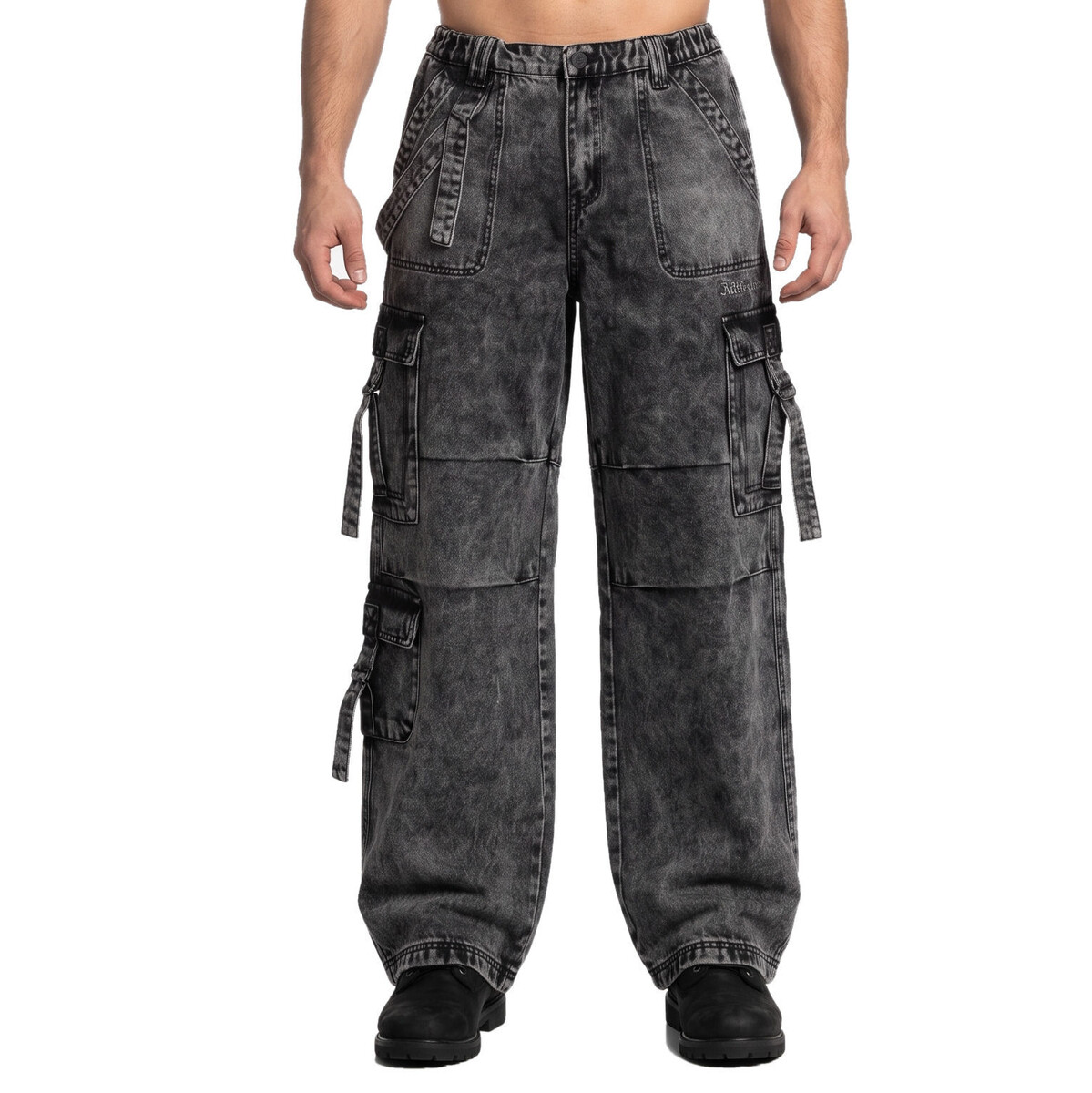 pánské jeans baggy kalhoty AFFLICTION - DECIMATION - washed šedé 26