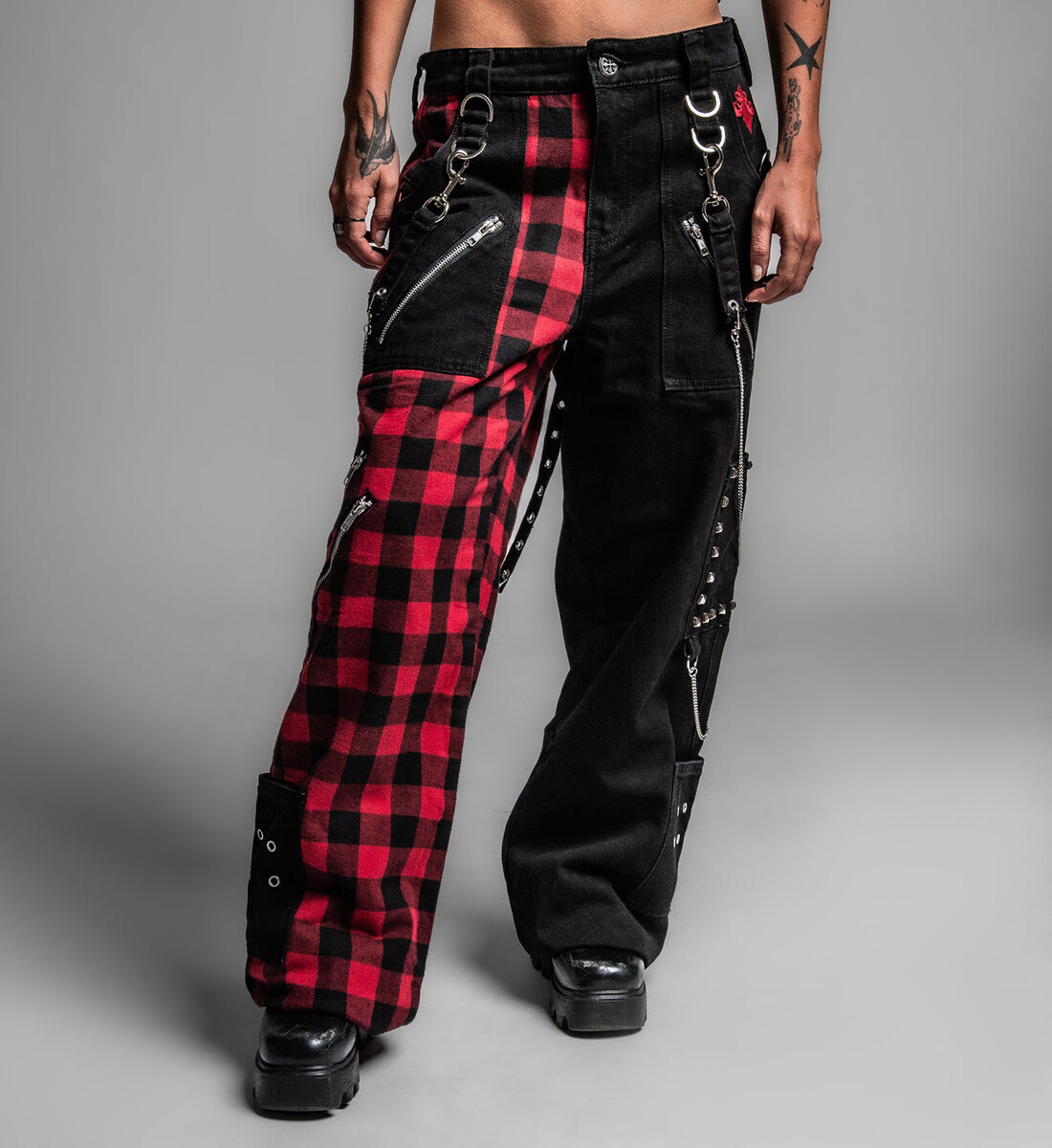 dámské jeans kalhoty AFFLICTION - SAINTLESS - červené/černé 26