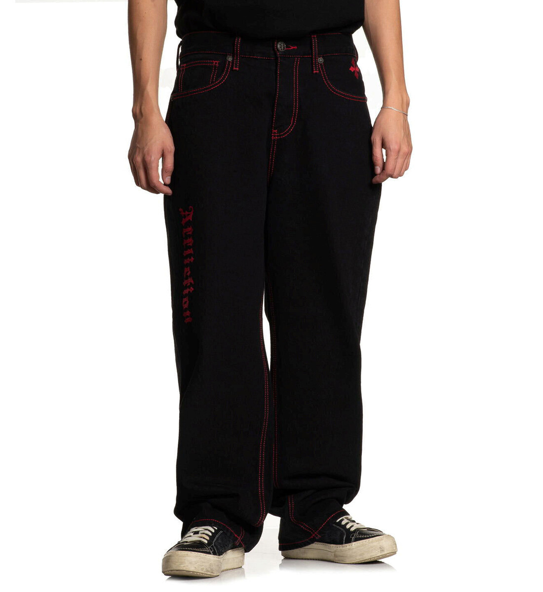 pánské jeans baggy kalhoty AFFLICTION - WIDE LEG - černé 30