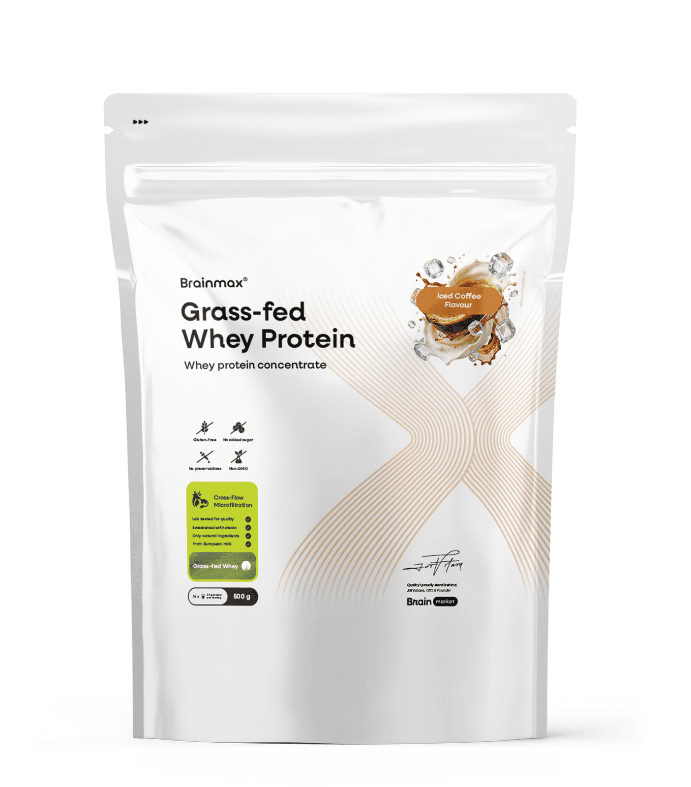 BrainMax Grass-fed Whey Protein®, Ledová káva, 500 g