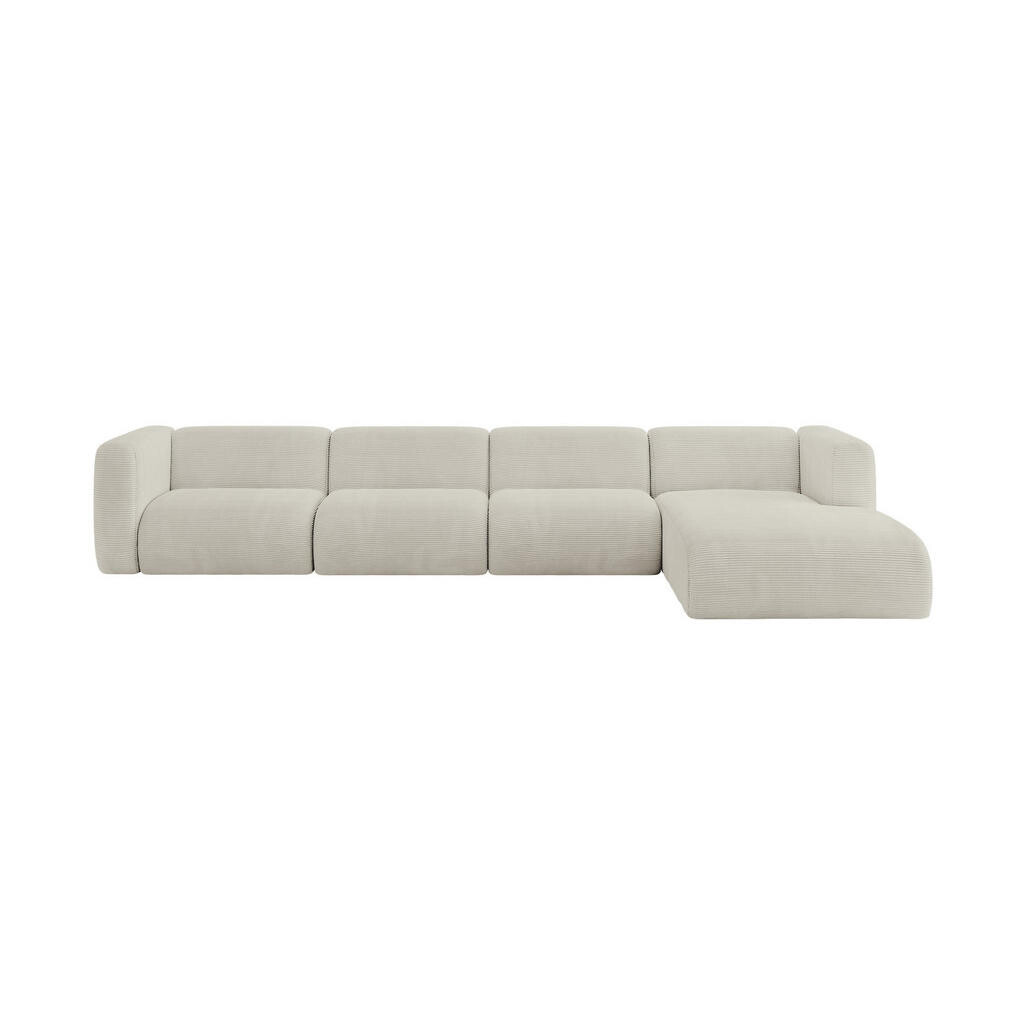 ALTDECOR ROHOVÁ SEDAČKA S PRAVOU OTOMANOU MIRA-L3 409x179x70 Krémová Manšestr
