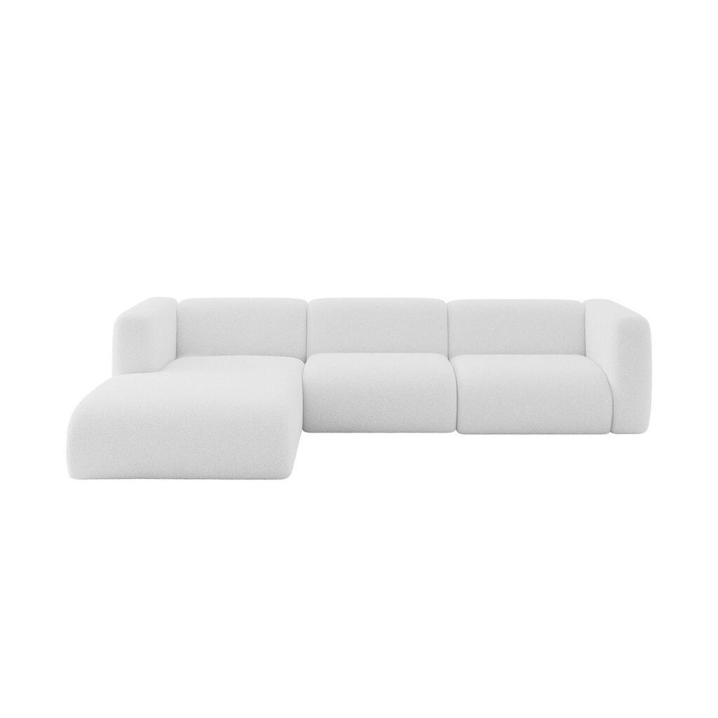 ALTDECOR ROHOVÁ SEDAČKA S LEVOU OTOMANOU MIRA-L2 318x179x89 Bílá Bouclé