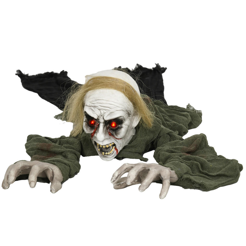 HOMCOM HALLOWEENSKÁ DEKORACE Zombie Nemrtvý halloweenský zombie se svítícíma očima