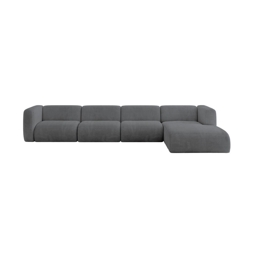 ALTDECOR ROHOVÁ SEDAČKA S PRAVOU OTOMANOU MIRA-L3 409x179x70 Tmavě šedá Manšestr