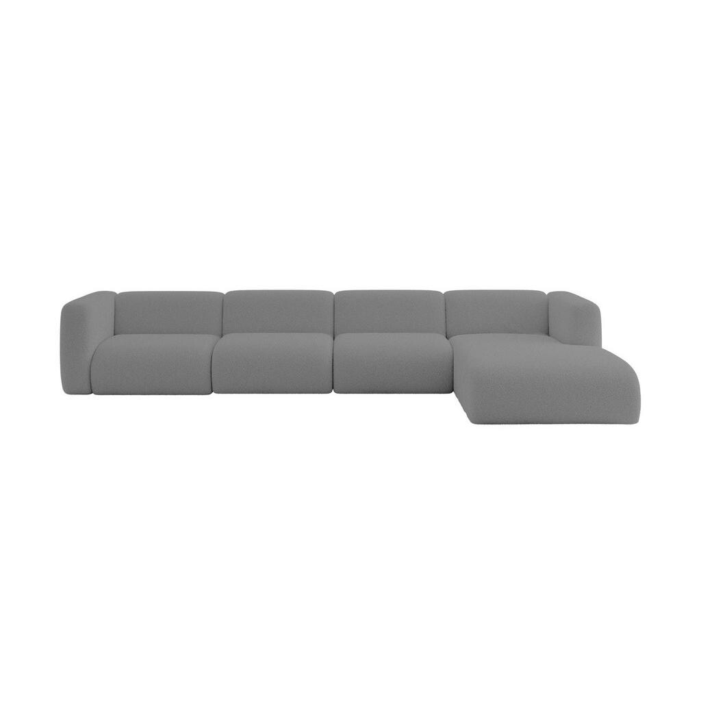 ALTDECOR ROHOVÁ SEDAČKA S PRAVOU OTOMANOU MIRA-L3 409x179x70 Šedá Bouclé