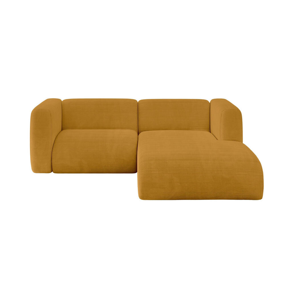 ALTDECOR ROHOVÁ SEDAČKA S PRAVOU OTOMANOU MIRA-L1 227x179x89 Hořčicově žlutá Manšestr