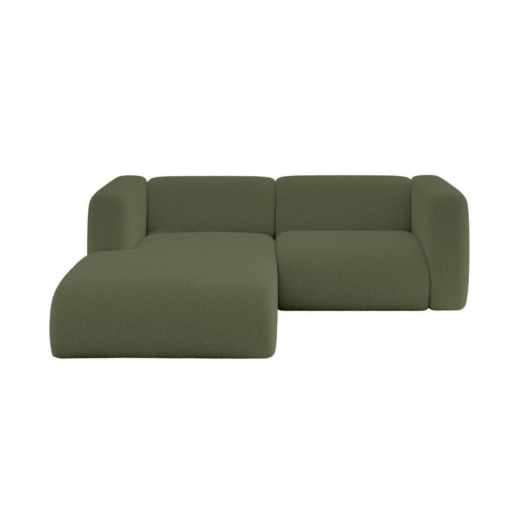 ALTDECOR ROHOVÁ SEDAČKA S LEVOU OTOMANOU MIRA-L1 227x179x89 Zelená Bouclé